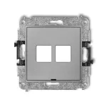 ICON Mechanizm gniazda multimedialnego podwójnego bez modułu, bez pola opisowego (standard Keystone) srebrny metalik