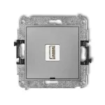 ICON Mechanizm ładowarki USB pojedynczej USB A, 5W max., 5V, 1A, bez pola opisowego srebrny metalik