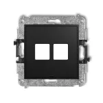 ICON Mechanizm gniazda multimedialnego podwójnego bez modułu, bez pola opisowego (standard Keystone) czarny mat