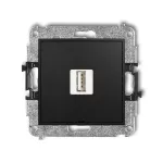 ICON Mechanizm ładowarki USB pojedynczej USB A, 5W max., 5V, 1A, bez pola opisowego czarny mat