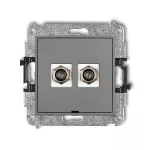 ICON Mechanizm gniazda antenowego podwójnego typu F (SAT) niklowany, bez pola opisowego szary mat