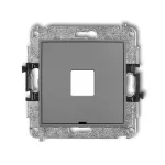 ICON Mechanizm gniazda multimedialnego pojedynczego bez modułu, bez pola opisowego (standard Keystone) szary mat