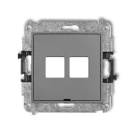 ICON Mechanizm gniazda multimedialnego podwójnego bez modułu, bez pola opisowego (standard Keystone) szary mat
