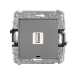 ICON Mechanizm ładowarki USB pojedynczej USB A, 5W max., 5V, 1A, bez pola opisowego szary mat