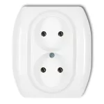 TREND Gniazdo podwójne bez uziemienia 2x2P (bez przesłon torów prądowych) biały