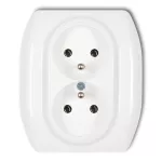 TREND Gniazdo podwójne z uziemieniem 2x(2P+Z) (bez przesłon torów prądowych) biały