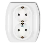 TREND Gniazdo podwójne z uziemieniem SCHUKO 2x(2P+Z) (bez przesłon torów prądowych) biały