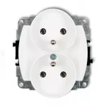 TREND Mechanizm gniazda podwójnego do ramki poziomej z uziemieniem 2x(2P+Z) (bez przesłon torów prądowych) biały