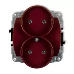 TREND Mechanizm gniazda podwójnego do ramki poziomej bez uziemienia 2x2P (bez przesłon torów prądowych) brązowy