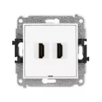 MINI Mechanizm gniazda podwójnego HDMI 2.1, 8K, bez pola opisowego biały mat