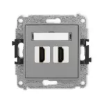 MINI Mechanizm gniazda podwójnego HDMI 2.1, 8K szary mat