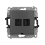 MINI Mechanizm gniazda podwójnego HDMI 2.1, 8K, bez pola opisowego grafitowy mat