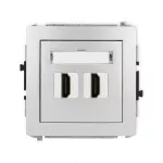 DECO Mechanizm gniazda podwójnego HDMI 2.0, 4K srebrny metalik
