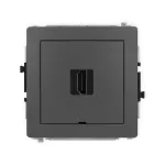 DECO Mechanizm gniazda pojedynczego HDMI 2.0, 4K, bez pola opisowego grafitowy mat
