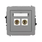 DECO Mechanizm gniazda głośnikowego pojedynczego (typu banan - czerwony i czarny, pozłacany, 4 mm2, do lutowania) szary mat