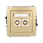 DECO Mechanizm gniazda głośnikowego pojedynczego (typu banan - czerwony i czarny, pozłacany, 4 mm2, skręcany) złoty