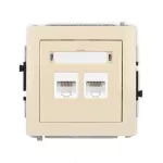 DECO Mechanizm gniazda komputerowego podwójnego 2xRJ45, kat. 5e, 8-stykowy beżowy