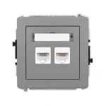 DECO Mechanizm gniazda komputerowego podwójnego 2xRJ45, kat. 5e, 8-stykowy szary mat