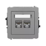 DECO Mechanizm gniazda komputerowego podwójnego 2xRJ45, kat. 6, ekranowany, 8-stykowy szary mat