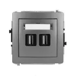 DECO Mechanizm gniazda podwójnego 2xUSB A-A 2.0 grafitowy