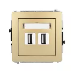 DECO Mechanizm gniazda podwójnego 2xUSB A-A 2.0 złoty
