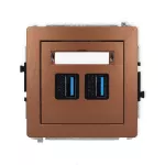 DECO Mechanizm gniazda podwójnego 2xUSB A-A 3.0 brązowy metalik