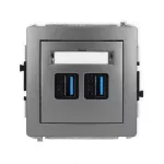 DECO Mechanizm gniazda podwójnego 2xUSB A-A 3.0 grafitowy