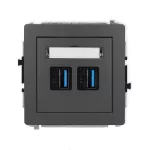 DECO Mechanizm gniazda podwójnego 2xUSB A-A 3.0 grafitowy mat