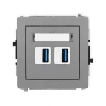 DECO Mechanizm gniazda podwójnego 2xUSB A-A 3.0 szary mat