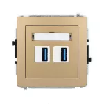 DECO Mechanizm gniazda podwójnego 2xUSB A-A 3.0 złoty metalik