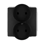 DECO Mechanizm gniazda podwójnego do ramki bez uziemienia 2x2P (przesłony torów prądowych) czarny mat