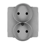 DECO Mechanizm gniazda podwójnego do ramki bez uziemienia 2x2P (przesłony torów prądowych) srebrny metalik