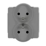 DECO Mechanizm gniazda podwójnego do ramki z uziemieniem 2x(2P+Z) (przesłony torów prądowych) szary mat