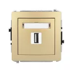 DECO Mechanizm gniazda pojedynczego USB A-A 2.0 złoty