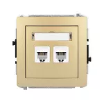 DECO Mechanizm gniazda telefonicznego podwójnego 2xRJ11, 4-stykowy, beznarzędziowe złoty
