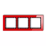 DECO Ramka uniwersalna potrójna - efekt szkła (ramka: czerwona; spód: czarny)