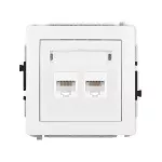 DECO Mechanizm gniazda komputerowego podwójnego 2xRJ45, kat. 5e, 8-stykowy biały mat