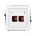 DECO Mechanizm gniazda głośnikowego podwójnego biały mat