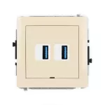 DECO Mechanizm gniazda podwójnego 2xUSB A-A 3.0, bez pola opisowego beżowy