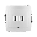 DECO Mechanizm gniazda podwójnego 2xUSB A-A 2.0, bez pola opisowego srebrny metalik