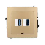 DECO Mechanizm gniazda podwójnego 2xUSB A-A 3.0, bez pola opisowego złoty metalik
