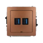 DECO Mechanizm gniazda podwójnego 2xUSB A-A 3.0, bez pola opisowego brązowy metalik