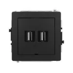 DECO Mechanizm gniazda podwójnego 2xUSB A-A 2.0, bez pola opisowego czarny mat