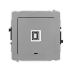 DECO Mechanizm gniazda pojedynczego USB A-B 2.0, bez pola opisowego szary mat