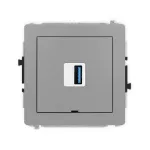 DECO Mechanizm gniazda pojedynczego USB A-A 3.0, bez pola opisowego szary mat