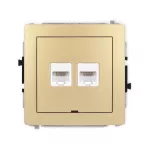 DECO Mechanizm gniazda komputerowego podwójnego 2xRJ45, kat. 5e, 8-stykowy, bez pola opisowego złoty