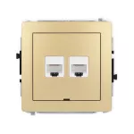 DECO Mechanizm gniazda komputerowego podwójnego 2xRJ45, kat. 6, 8-stykowy, bez pola opisowego złoty