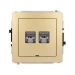 DECO Mechanizm gniazda komputerowego podwójnego 2xRJ45, kat. 6, ekranowany, 8-stykowy, bez pola opisowego złoty
