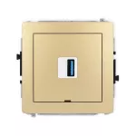 DECO Mechanizm gniazda pojedynczego USB A-A 3.0, bez pola opisowego złoty