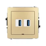DECO Mechanizm gniazda podwójnego 2xUSB A-A 3.0, bez pola opisowego złoty